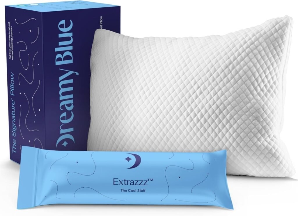 DreamyBlue Premium Adjustable Memory Foam Pillow for Side Sleepers